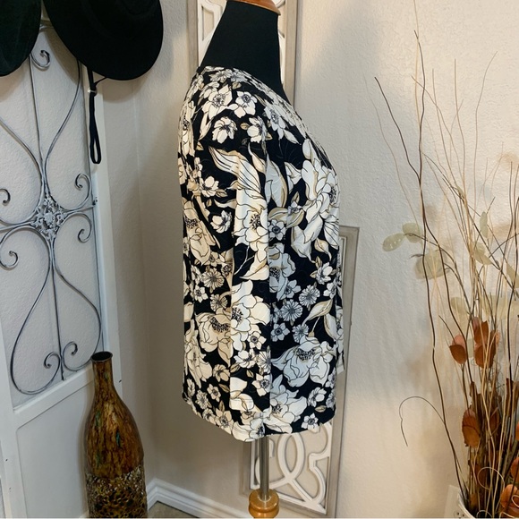 JM Collection floral top shirt blouse - Picture 4 of 9